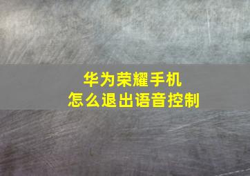 华为荣耀手机 怎么退出语音控制